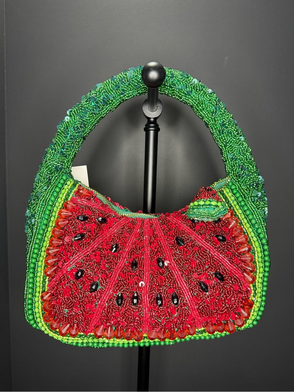 New Viral Beaded Purse Bag Made in India Summer Resort Novelty Watermelon - Picture 2 of 4